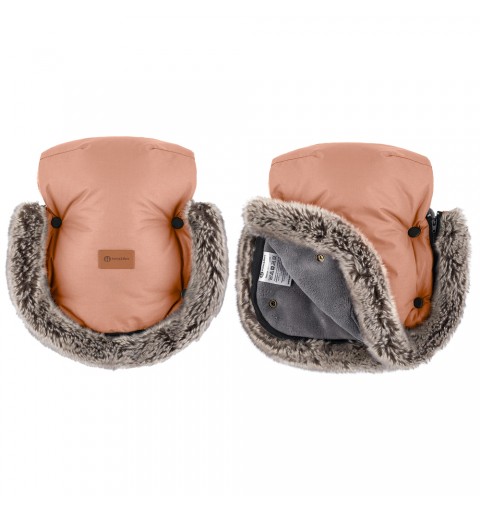 Petite&Mars Furry - Mufka Rękawice do wózka, sanek | Pastel Peach